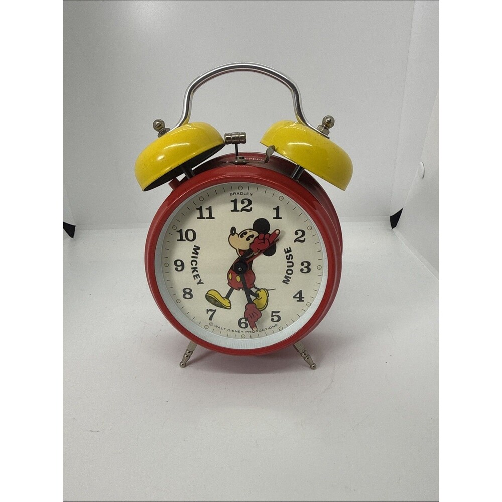 Vintage Bradley Mickey Mouse Alarm Clock Working